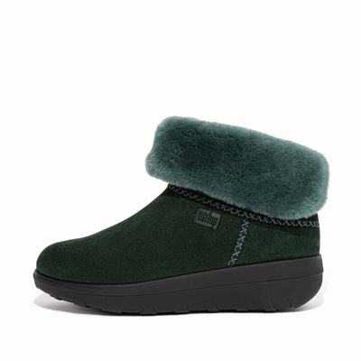 Botas de Invierno Fitflop MUKLUK SHORTY Shearling-Lined Suede Mujer Verde | Chile-80491