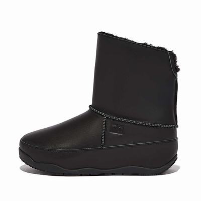 Botines Fitflop Original MUKLUK SHORTY Shearling-Lined Leather Mujer Negras | Chile-45903