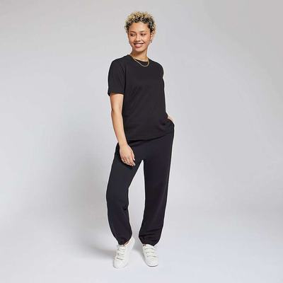 Camiseta Fitflop BASIC THREADS Crew Mujer Negras | Chile-95742