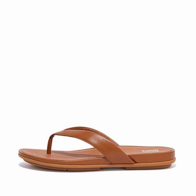 Chanclas Fitflop GRACIE Leather Mujer Marrones Claro | Chile-98617