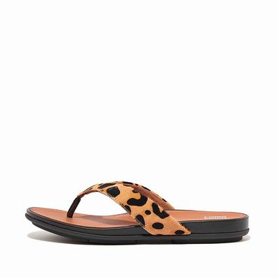 Chanclas Fitflop GRACIE Leopard-Print Leather Mujer Leopardo | Chile-24398