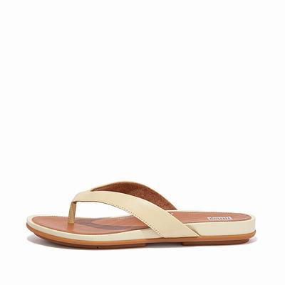 Chanclas Fitflop GRACIE Wider-Fit Leather Mujer Amarillo | Chile-54723