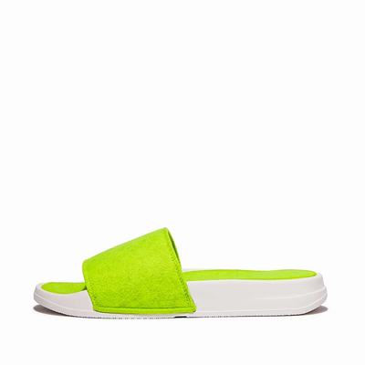 Chanclas Fitflop IQUSHION E01 Neon Felt Slides Mujer Amarillo | Chile-48791