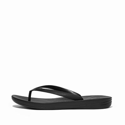 Chanclas Fitflop IQUSHION Ergonomic Hombre Negras | Chile-90267