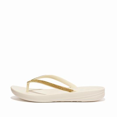 Chanclas Fitflop IQUSHION Sparkle Ergonomic Mujer Creme | Chile-63728