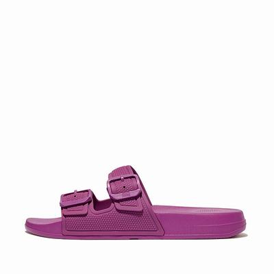 Chanclas Fitflop IQUSHION Two-Bar Buckle Slides Mujer Moradas | Chile-08693