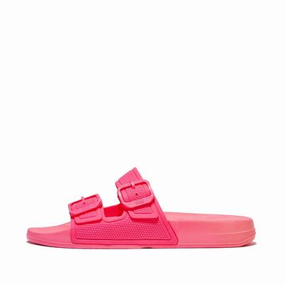 Chanclas Fitflop IQUSHION Two-Bar Buckle Slides Mujer Rosas | Chile-09851