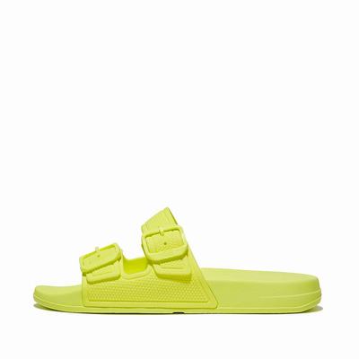 Chanclas Fitflop IQUSHION Two-Bar Buckle Slides Mujer Amarillo | Chile-67540