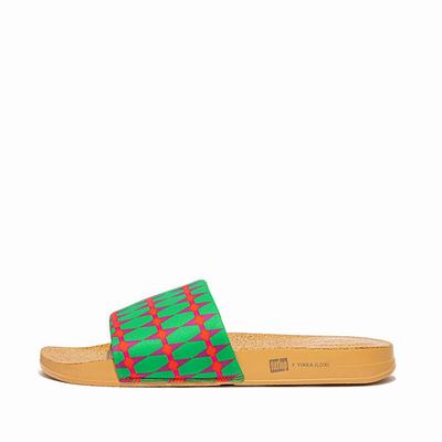 Chanclas Fitflop IQUSHION X Yinka Ilori Agua-Resistant Slides Hombre Verde Rojas | Chile-42857