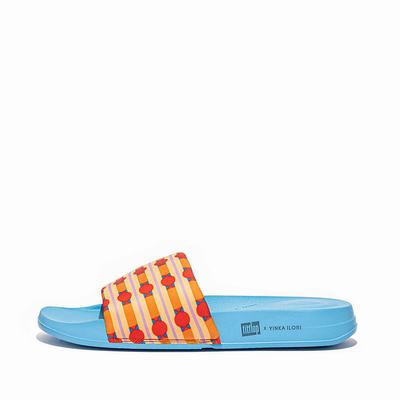 Chanclas Fitflop IQUSHION X Yinka Ilori Agua-Resistant Slides Mujer Naranjas | Chile-50124