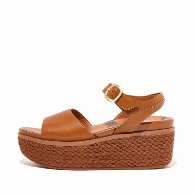 Sandalias De Cuña Fitflop ELOISE Espadrille Leather Mujer Marrones Claro | Chile-80312