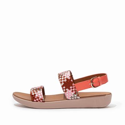 Sandalias Fitflop BARRA Silky Weave Back-Strap Mujer Coral Rosas | Chile-92354