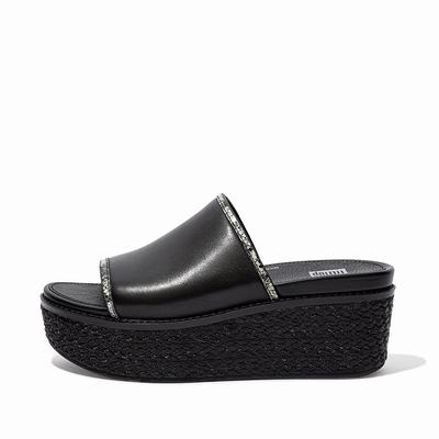 Sandalias Fitflop ELOISE Snake Trim Espadrille Slides Mujer Negras | Chile-95837