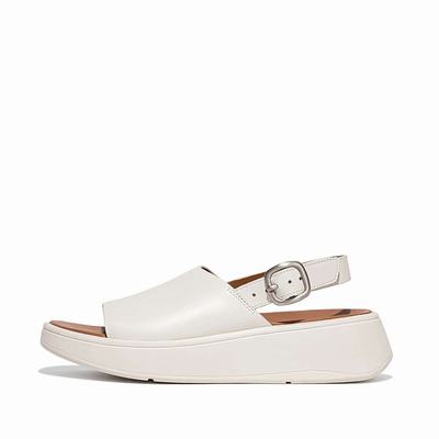 Sandalias Fitflop F-MODE Leather Flatform Back-Strap Mujer Creme | Chile-57294