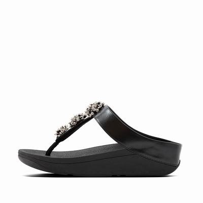 Sandalias Fitflop GALAXY Toe-Thongs Mujer Negras | Chile-81035