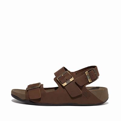 Sandalias Fitflop GOGH MOC Buckle Nubuck Hombre Marrones | Chile-60843