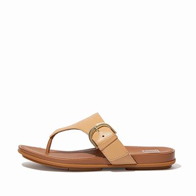 Sandalias Fitflop GRACIE Buckle Leather Toe-Post Mujer Marrones | Chile-09678