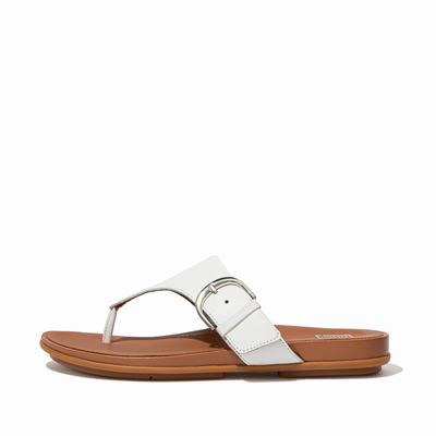 Sandalias Fitflop GRACIE Buckle Leather Toe-Post Mujer Blancas | Chile-52964