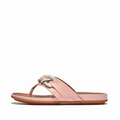 Sandalias Fitflop GRACIE Chain Leather Toe-Post Mujer Rosas | Chile-62703