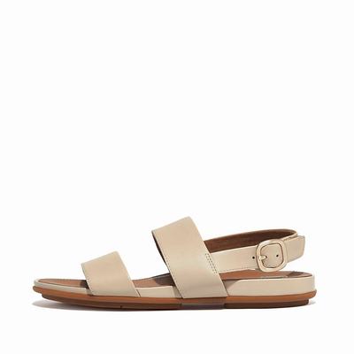 Sandalias Fitflop GRACIE Leather Back-Strap Mujer Gris Beige | Chile-92173