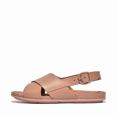 Sandalias Fitflop GRACIE Leather Crisscross Mujer Beige | Chile-89374