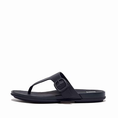 Sandalias Fitflop GRACIE Matt-Buckle Leather Toe-Post Mujer Azul Marino | Chile-35876