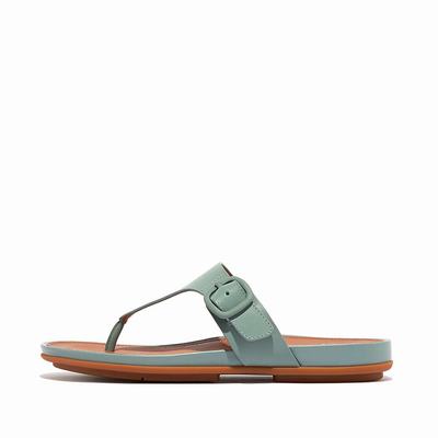 Sandalias Fitflop GRACIE Matt-Buckle Leather Toe-Post Mujer Azules | Chile-68239