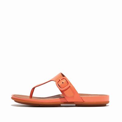 Sandalias Fitflop GRACIE Matt-Buckle Leather Toe-Post Mujer Naranjas Coral | Chile-96051