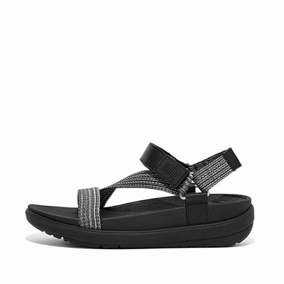 Sandalias Fitflop LOOSH Webbing Z-Strap Mujer Negras | Chile-14397