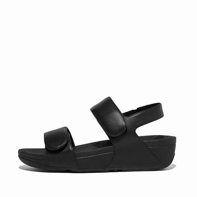 Sandalias Fitflop LULU Adjustable Leather Mujer Negras | Chile-31428