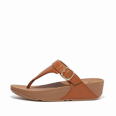 Sandalias Fitflop LULU Adjustable Leather Toe-Posts Mujer Marrones Claro | Chile-50961