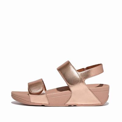 Sandalias Fitflop LULU Adjustable Leather Mujer Rosas Doradas | Chile-60457