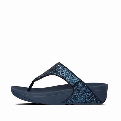 Sandalias Fitflop LULU Glitter Toe-Post Mujer Azul Marino | Chile-12069