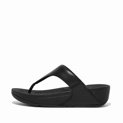 Sandalias Fitflop LULU Leather Toe-Post Mujer Negras | Chile-01873