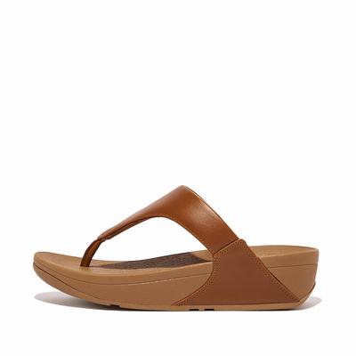 Sandalias Fitflop LULU Leather Toe-Post Mujer Marrones Claro | Chile-26087