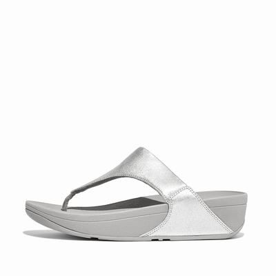 Sandalias Fitflop LULU Leather Toe-Post Mujer Plateadas | Chile-62941