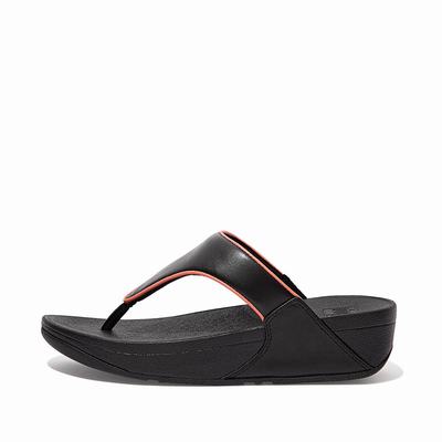 Sandalias Fitflop LULU Pop Binding Leather Sandals Mujer Negras Rosas | Chile-32617