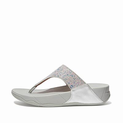 Sandalias Fitflop LULU Shimmer Toe-Post Mujer Plateadas | Chile-57324