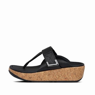 Sandalias Fitflop REMI Adjustable Leather Mujer Negras | Chile-24986