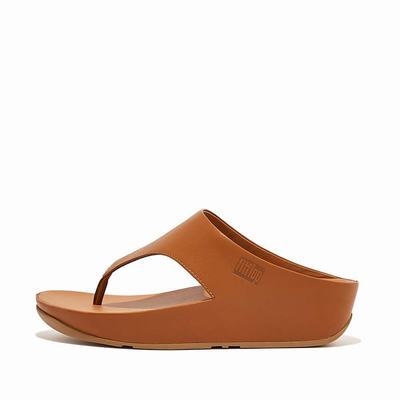 Sandalias Fitflop SHUV Leather Toe-Post Mujer Marrones Claro | Chile-92803