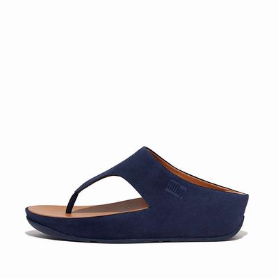 Sandalias Fitflop SHUV Suede Toe-Post Mujer Azul Marino | Chile-86709