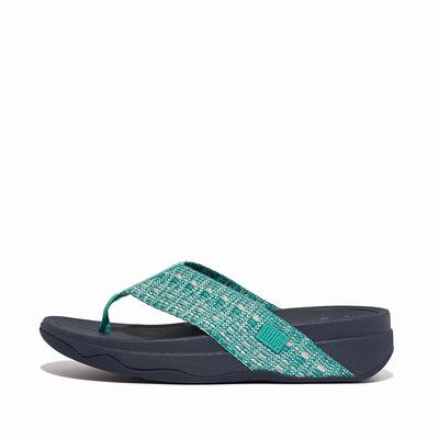 Sandalias Fitflop SURFA Geo-Webbing Toe-Post Mujer Azules | Chile-48539