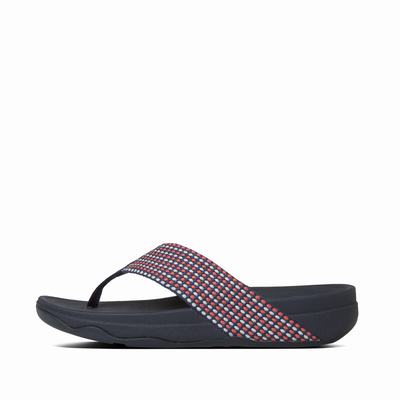 Sandalias Fitflop SURFA Toe-Post Mujer Azul Marino | Chile-38254