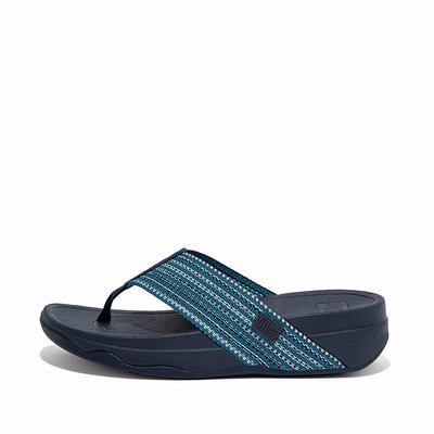 Sandalias Fitflop SURFA Toe-Post Mujer Azules | Chile-89016