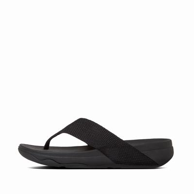 Sandalias Fitflop SURFA Toe-Post Mujer Negras | Chile-56730