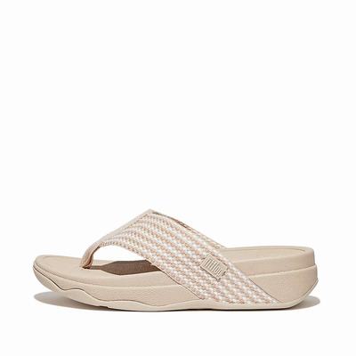 Sandalias Fitflop SURFA Webbing Toe-Post Mujer Gris Beige | Chile-67140