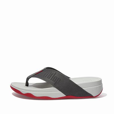 Sandalias Fitflop SURFA Woven-Logo Toe-Post Mujer Gris | Chile-35798