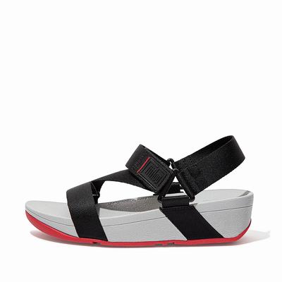 Sandalias Fitflop SURFA Woven-Logo Z-Strap Mujer Negras | Chile-32795