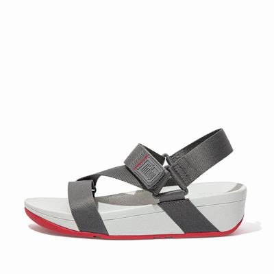 Sandalias Fitflop SURFA Woven-Logo Z-Strap Mujer Gris | Chile-85930