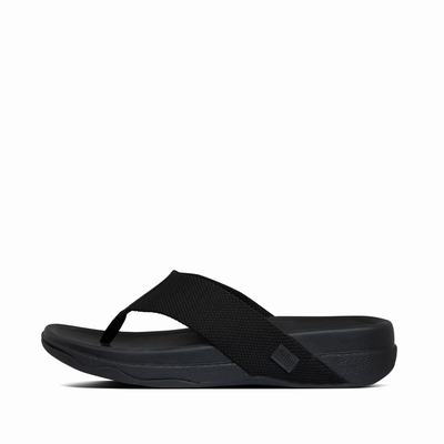 Sandalias Fitflop SURFER Toe-Post Hombre Negras | Chile-94726